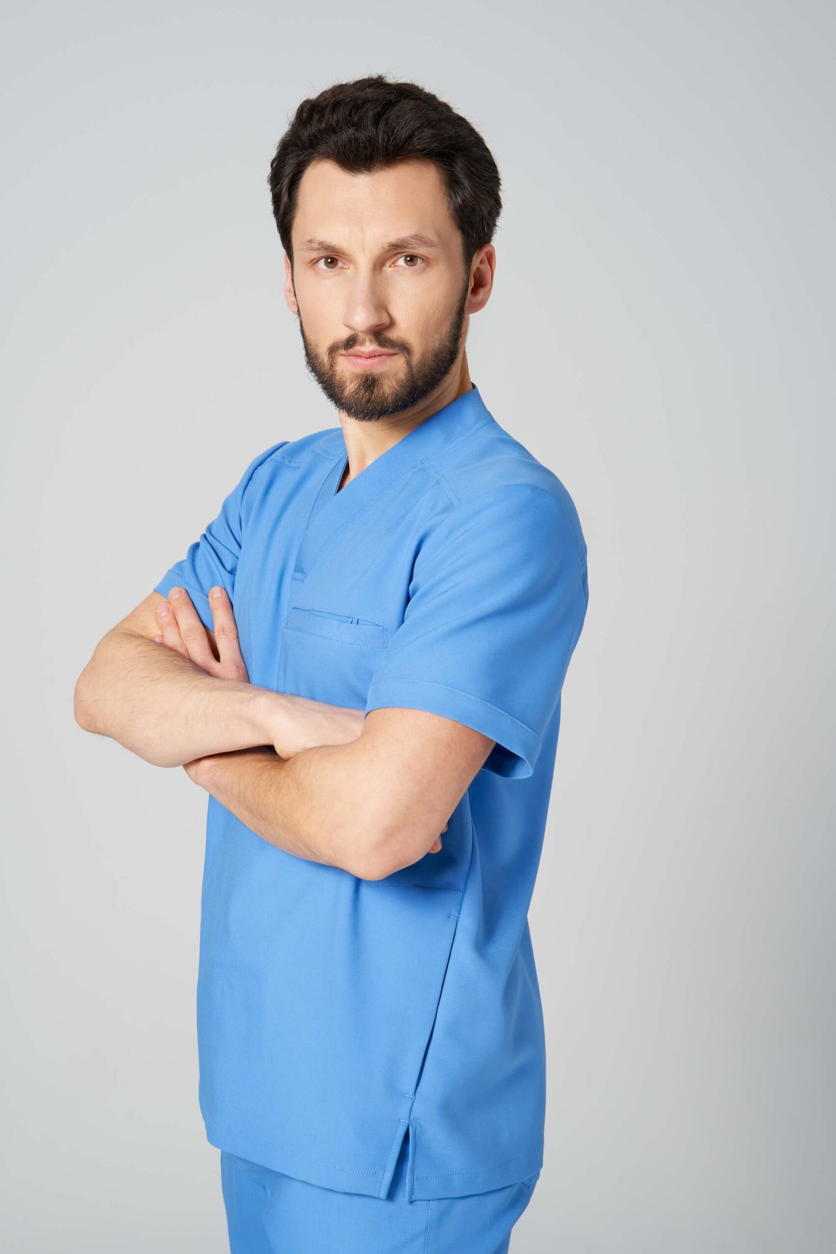 Bluza medyczna męska TENDO z magnesami azure blue