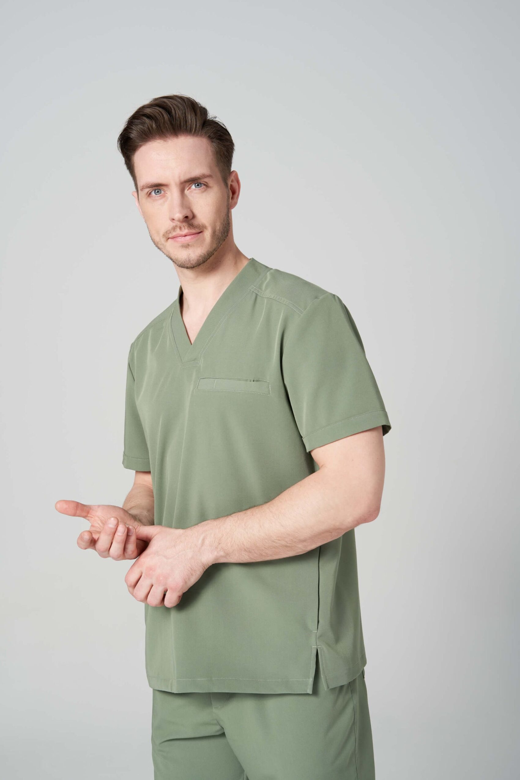 Bluza medyczna męska TENDO z magnesami olive green