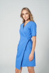 Sukienka medyczna Saphena kopertowa z magnesami cobalt blue