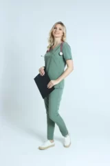 Spodnie medyczne damskie Sella olive green